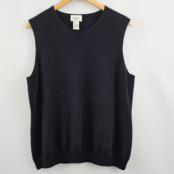 Neiman Marcus Cashmere Sleeveless Sweater Vest 2X Black Preppy Quiet Luxury Soft - Picture 4 of 7